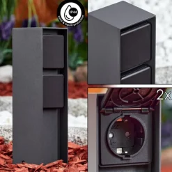Prises électriques d'extérieur Reigolil Anthracite, Noir