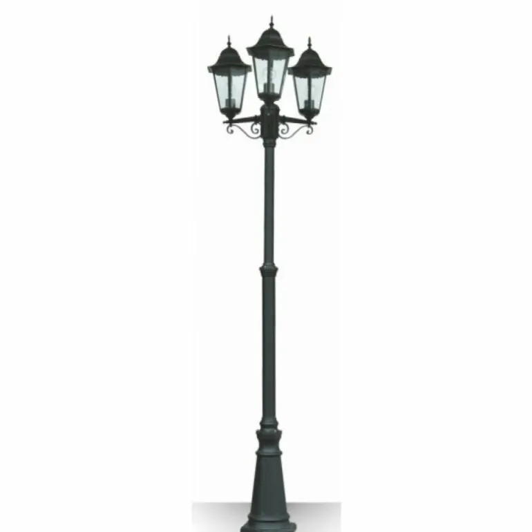 Réverbère LUTEC BRISTOL Noir, 3 lumières