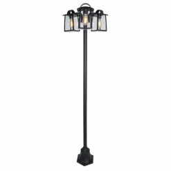 Réverbère Lutec KELSEY Noir, 3 lumières