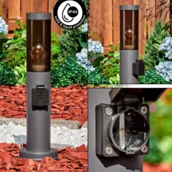 Sessa Prises électriques d'extérieur, Borne lumineuse, Eclairage de chemin Anthracite, 1 lumière