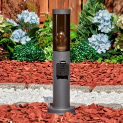 Sessa Prises électriques d'extérieur, Borne lumineuse, Eclairage de chemin Anthracite, 1 lumière