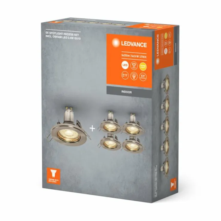 Luminaires Ledvance Luminaires Encastrés|Set Spot encastrable au plafond LED Nickel mat, 5 lumières