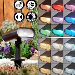 Spot de jardin Usmagama Solar LED Noir, 1 lumière, Détecteur de mouvement, Changeur de couleurs