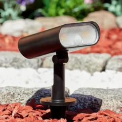 Spot de jardin Usmagama Solar LED Noir, 1 lumière, Détecteur de mouvement, Changeur de couleurs