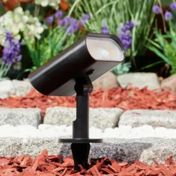 Spot de jardin Usmagama Solar LED Noir, 1 lumière, Détecteur de mouvement, Changeur de couleurs