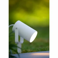 Spot de jardin Lucide TAYLOR Blanc, 1 lumière, Détecteur de mouvement