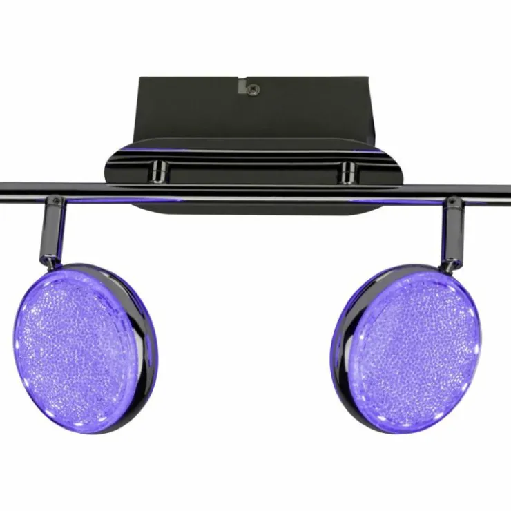 Luminaires Brilliant Spots Et Projecteurs|Spot de plafond Brilliant Cassy LED Chrome, 2 lumières, Télécommandes, Changeur de couleurs
