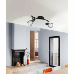 Luminaires Eglo Spots Et Projecteurs|Spot de plafond EGLO CAROVIGNO Noir, 2 lumières