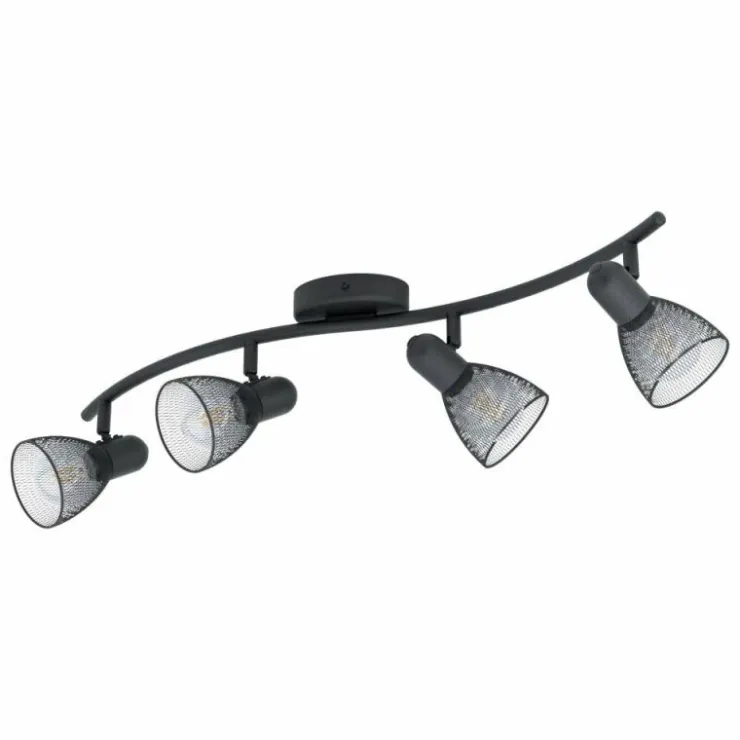 Luminaires Eglo Spots Et Projecteurs|Spot de plafond EGLO CAROVIGNO Noir, 4 lumières