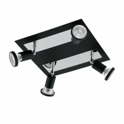 Luminaires Eglo Éclairage Led|Spot de plafond Eglo SARRIA LED Chrome, Noir, 4 lumières