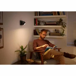 Spot de plafond, kit de base Philips Hue Ambiance White Buckram Noir, 1 lumière, Télécommandes
