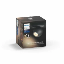 Spot de plafond, kit de base Philips Hue Ambiance White Buckram Noir, 1 lumière, Télécommandes