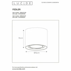 Luminaires Lucide Downlights|Spot de plafond Lucide FEDLER Noir, 1 lumière