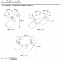 Luminaires Lucide Spots Et Projecteurs|Spot de plafond Lucide GRONY Noir, 3 lumières