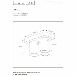 Luminaires Lucide Éclairage Led|Spot de plafond Lucide NIGEL LED Noir, 2 lumières