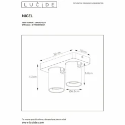 Luminaires Lucide Éclairage Led|Spot de plafond Lucide NIGEL LED Blanc, 2 lumières