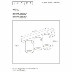 Luminaires Lucide Éclairage Led|Spot de plafond Lucide NIGEL LED Noir, 3 lumières