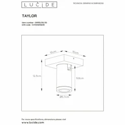 Luminaires Lucide Éclairage Led|Spot de plafond Lucide TAYLOR LED Noir, 1 lumière