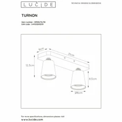 Luminaires Lucide Éclairage Led|Spot de plafond Lucide TURNON LED Noir, 2 lumières