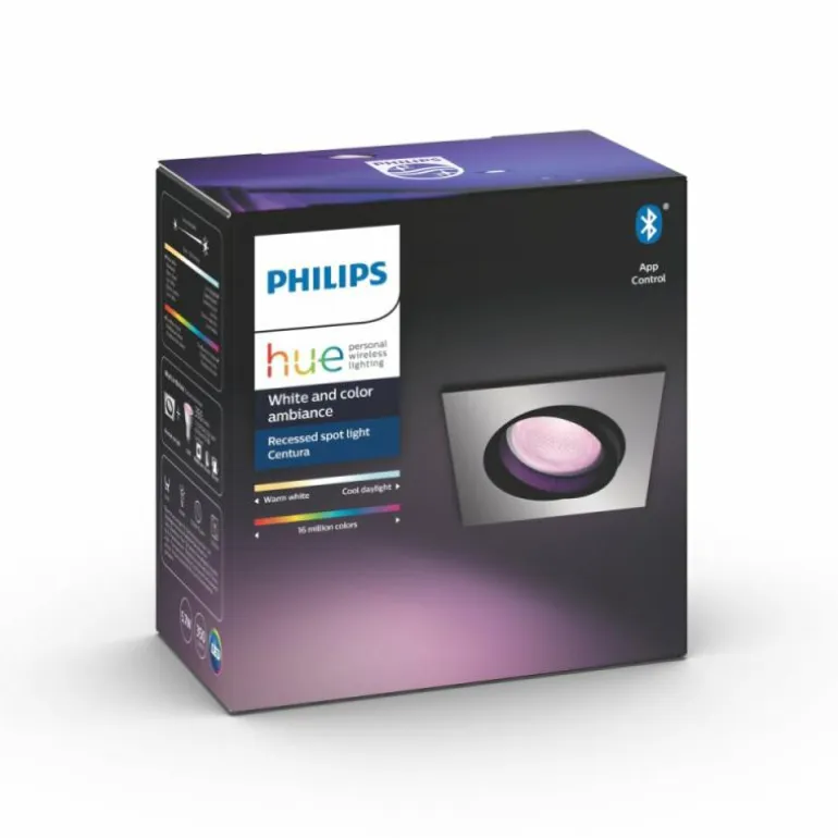 Spot encastrable, kit d'extension Philips Hue Ambiance White & Color Centura Argenté, 1 lumière, Changeur de couleurs