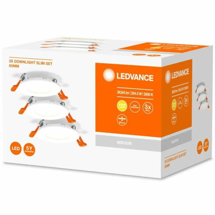 Luminaires Ledvance Luminaires Encastrés|Spot encastrable LEDVANCE DOWNLIGHT SLIM Blanc, 3 lumières