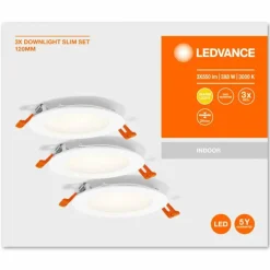 Luminaires Ledvance Luminaires Encastrés|Spot encastrable LEDVANCE DOWNLIGHT SLIM Blanc, 3 lumières