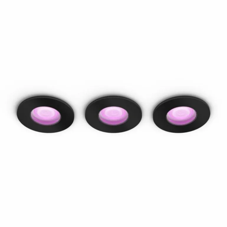 Spot encastrable Philips Hue Xamento LED Noir, 3 lumières, Changeur de couleurs