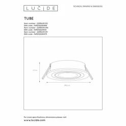 Luminaires Lucide Luminaires Encastrés|Spot Lucide TUBE Blanc, 1 lumière