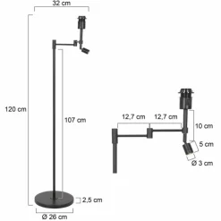 Luminaires Steinhauer Lampadaires Et Lampes Sur Pied|Stang Lampadaire Noir, 1 lumière