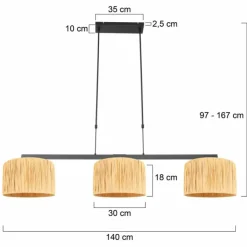 Luminaires Steinhauer Suspensions|Stang Suspension Noir, 3 lumières
