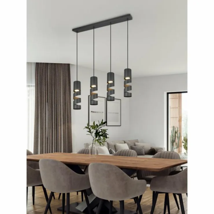 Luminaires Trio Suspensions|Stream Suspension Noir, 4 lumières