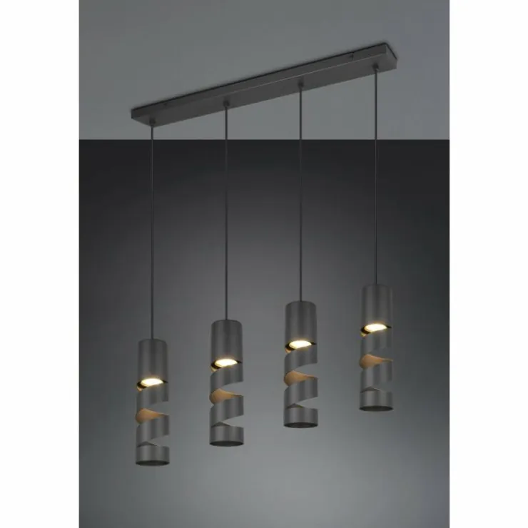 Luminaires Trio Suspensions|Stream Suspension Noir, 4 lumières