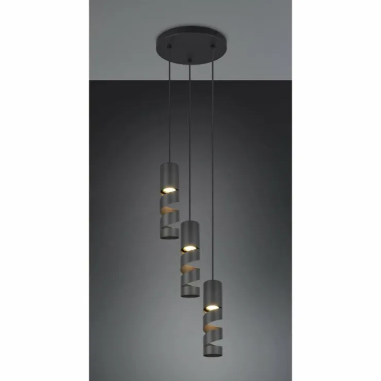 Luminaires Trio Suspensions|Stream Suspension Noir, 3 lumières
