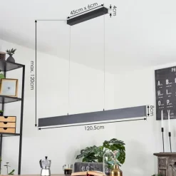 Suspension Brun LED Anthracite, 2 lumières, Télécommandes
