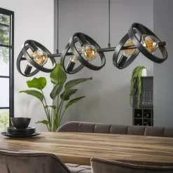 hofstein Suspensions|Suspension Hover Anthracite, 6 lumières