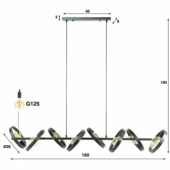 hofstein Suspensions|Suspension Hover Anthracite, 8 lumières