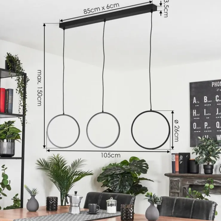hofstein Suspensions|Suspension Nevogilde LED Noir, 1 lumière
