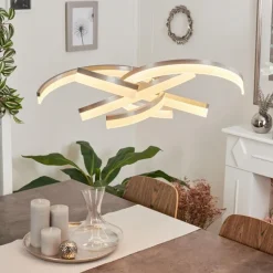hofstein Éclairage Led|Suspension Vignats LED Nickel mat, 4 lumières