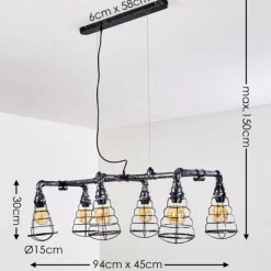 hofstein Suspensions|Suspension Arvika Argenté, 6 lumières