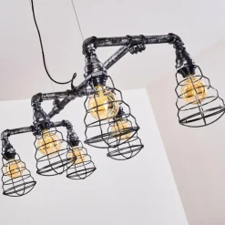 hofstein Suspensions|Suspension Arvika Argenté, 6 lumières