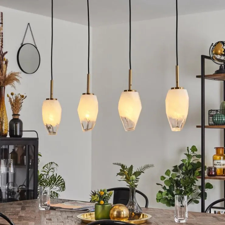hofstein Suspensions|Suspension Bocayuva Laiton, 4 lumières
