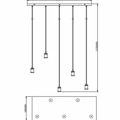Luminaires Brilliant Suspensions|Suspension Brilliant Darcia Noir, 5 lumières