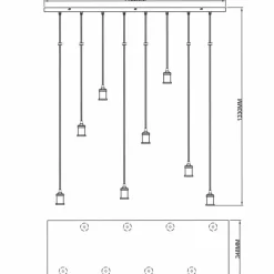Luminaires Brilliant Suspensions|Suspension Brilliant Darcia Noir, 8 lumières