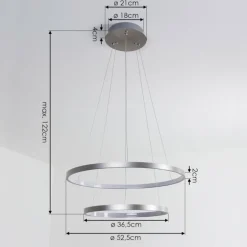 Suspension Canisteo LED Argenté, 2 lumières, Télécommandes, Changeur de couleurs