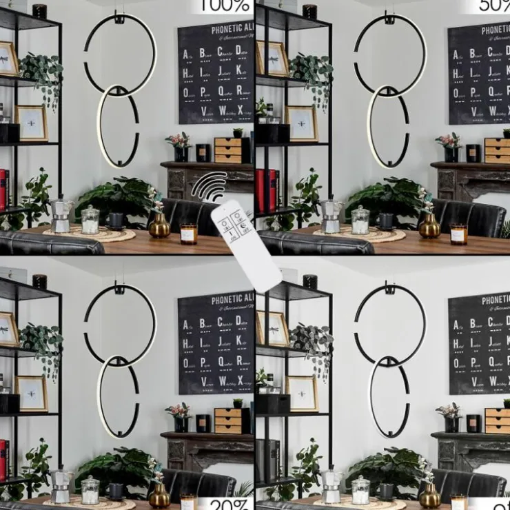 hofstein Éclairage Led|Suspension Chlak LED Noir, 2 lumières, Télécommandes