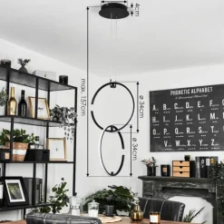 hofstein Éclairage Led|Suspension Chlak LED Noir, 2 lumières, Télécommandes