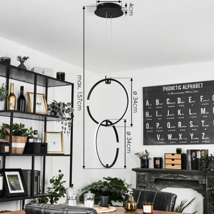 hofstein Éclairage Led|Suspension Chlak LED Noir, 2 lumières, Télécommandes