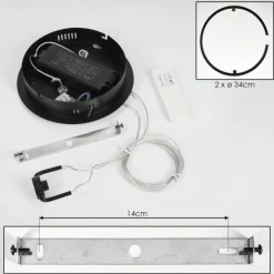hofstein Éclairage Led|Suspension Chlak LED Noir, 2 lumières, Télécommandes