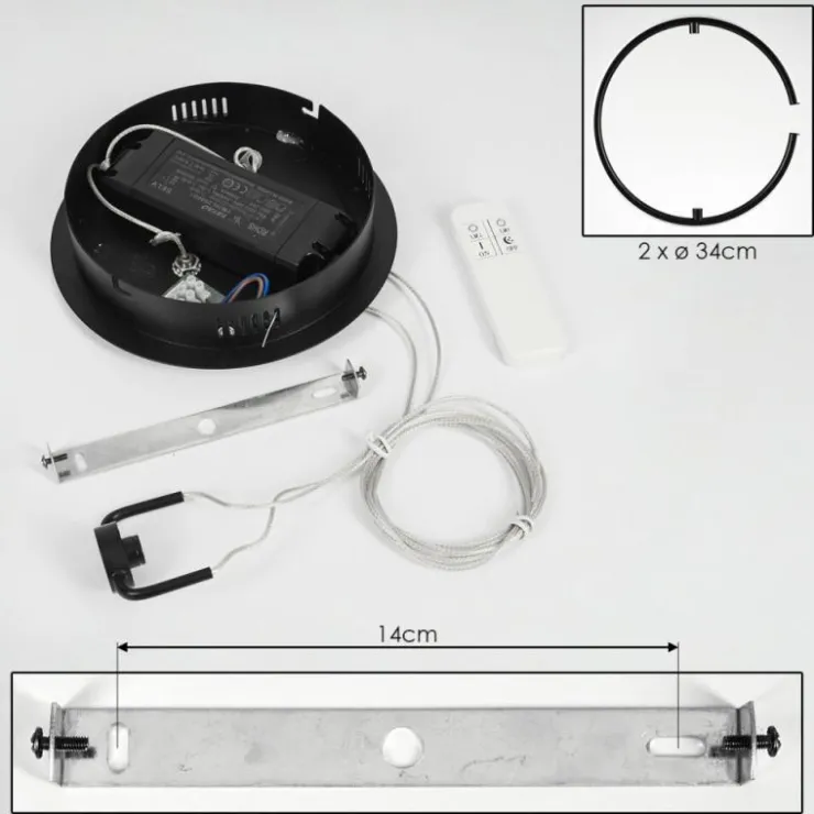hofstein Éclairage Led|Suspension Chlak LED Noir, 2 lumières, Télécommandes