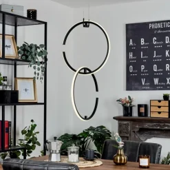 hofstein Éclairage Led|Suspension Chlak LED Noir, 2 lumières, Télécommandes